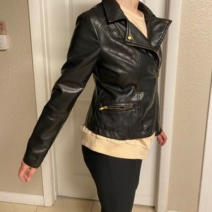 Red Snap Faux Leather Jacket